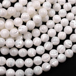 AAA Natural White Mother of Pearl 4mm 6mm 8mm 10mm Smooth Round Beads Iridescent Shell 15.5" Strand