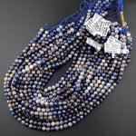 Natural Burma Blue Sapphire Faceted 6mm 8mm Round Beads Multicolor Gradient Shades 15.5" Strand