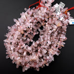 Rare Natural Red Lepidocrocite Quartz Beads Raw Freeform Top Side Drilled Crystal Spike Nuggets in Natural Shape 15.5" Strand