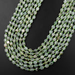 AAA Natural Prehnite 6mm Beads Faceted Energy Prism Double Terminated Point Cut 15.5" Strand