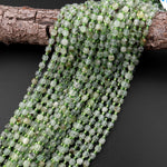 AAA Natural Prehnite 6mm Beads Faceted Energy Prism Double Terminated Point Cut 15.5" Strand