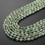 AAA Natural Prehnite 6mm Beads Faceted Energy Prism Double Terminated Point Cut 15.5" Strand