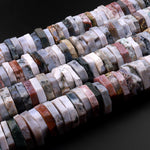 Huge Phenomenal Faceted Natural Ocean Jasper Beads Center Drilled Rondelle Heishi Disc 15.5" Strand