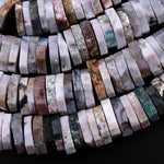 Huge Phenomenal Faceted Natural Ocean Jasper Beads Center Drilled Rondelle Heishi Disc 15.5" Strand