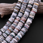 Huge Phenomenal Faceted Natural Ocean Jasper Beads Center Drilled Rondelle Heishi Disc 15.5" Strand