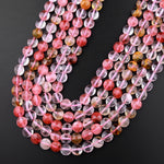 Faceted Cherry Quartz Coin Beads 6mm 8mm 10mm 15" Strand