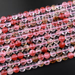Faceted Cherry Quartz Coin Beads 6mm 8mm 10mm 15" Strand