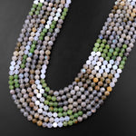 Micro Faceted Multicolor Mixed Gemstone Round Beads 4mm Labradorite Blue Chalcedony Russian Green Jade 15.5" Strand