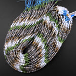 Micro Faceted Multicolor Mixed Gemstone Round Beads 4mm Labradorite Blue Chalcedony Russian Green Jade 15.5" Strand