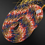 Micro Faceted Multicolor Mixed Gemstone Round Beads 3mm Orange Botswana Agate Unakite Lapis Yellow Jade 15.5" Strand