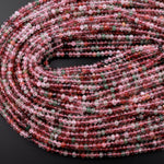 AAA Natural Strawberry Quartz Faceted 6mm Rondelle Beads Micro Laser Cut Pink Green Gemstone 15.5" Strand