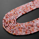 Micro Faceted Natural Red Phantom Rutile Lodalite Quartz Rondelle Beads 4mm 15.5" Strand