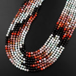 Micro Faceted Multicolor Mixed Gemstone Round Beads 3mm Rainbow Agate Amazonite Smoky Quartz 15.5" Strand