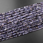 Faceted 4mm Natural Iolite Coin Beads Gemstone 15.5" Strand