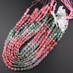Natural Strawberry Quartz  8mm Square Beads Red Pink Green Gemstone 15.5" Strand