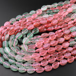 Natural Strawberry Quartz Teardrop Beads Vertically Drilled Red Pink Green Gemstone 15.5" Strand