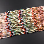 Micro Faceted Multicolor Mixed Gemstone Round Beads 4mm Chrysoprase Rhodonite Quartz 15.5" Strand