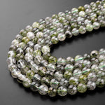 Natural Green Tourmaline Rutile Quartz  6mm 8mm 10mm 12mm Round Beads Gemstone 15.5" Strand