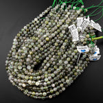 Natural Green Tourmaline Rutile Quartz  6mm 8mm 10mm 12mm Round Beads Gemstone 15.5" Strand
