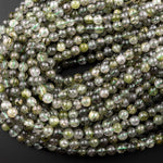 Natural Green Tourmaline Rutile Quartz  6mm 8mm 10mm 12mm Round Beads Gemstone 15.5" Strand
