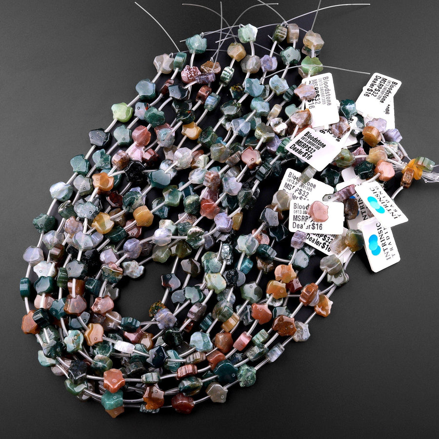 Carved Fetish Bear Natural Bloodstone 10mm x 8mm Beads 15.5" Strand