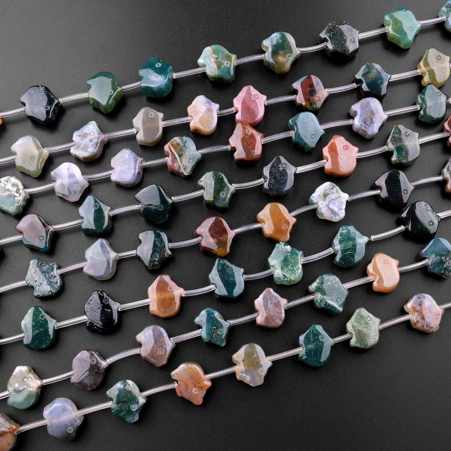 Carved Fetish Bear Natural Bloodstone 10mm x 8mm Beads 15.5" Strand