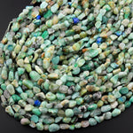 Natural Chrysocolla Azurite Freeform Chip Pebble Nugget Beads Gemstone 15.5" Strand