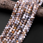 Natural Australian Dendritic Chalcedony 6mm 8mm Round Beads 15.5" Strand