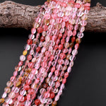 Faceted Cherry Quartz Coin Beads 6mm 8mm 10mm 15" Strand