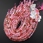 Faceted Cherry Quartz Coin Beads 6mm 8mm 10mm 15" Strand