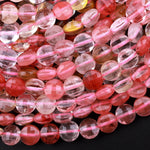 Faceted Cherry Quartz Coin Beads 6mm 8mm 10mm 15" Strand