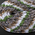 Micro Faceted Multicolor Mixed Gemstone Round Beads 4mm Labradorite Blue Chalcedony Russian Green Jade 15.5" Strand