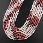 Micro Faceted Multicolor Mixed Gemstone Round Beads 4mm Strawberry Quartz Rutile Quartz Chevron Amethyst 15.5" Strand