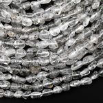 Natural Green Phantom Quartz Freeform Chip Pebble Nugget Beads Gemstone 15.5" Strand