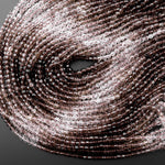 AAA Micro Faceted Multicolor Natural Smoky Quartz Prism Beads 4mm Laser Diamond Cut Gemstone 15.5" Strand