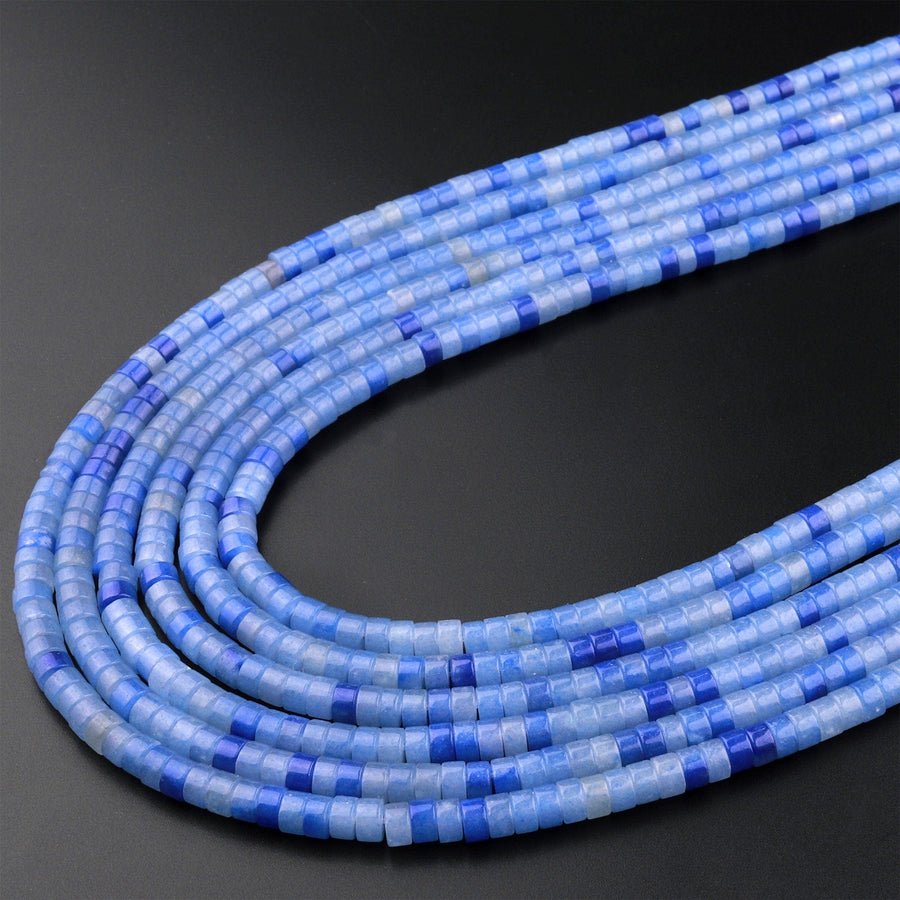Natural Blue Aventurine 4mm Heishi Rondelle Beads Aka Blue Quartz 15.5" Strand