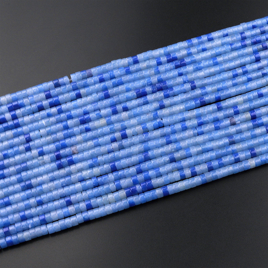 Natural Blue Aventurine 4mm Heishi Rondelle Beads Aka Blue Quartz 15.5" Strand