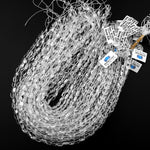 Natural Rock Crystal Quartz Beads Faceted Square Cushion Icy Clear Rock Crystal Quartz 15.5" Strand