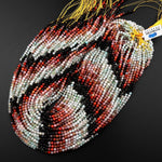 Micro Faceted Multicolor Mixed Gemstone Round Beads 3mm Rainbow Agate Amazonite Smoky Quartz 15.5" Strand