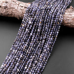 Faceted 4mm Natural Iolite Coin Beads Gemstone 15.5" Strand