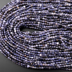 Faceted 4mm Natural Iolite Coin Beads Gemstone 15.5" Strand