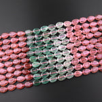 Natural Strawberry Quartz Teardrop Beads Vertically Drilled Red Pink Green Gemstone 15.5" Strand