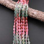 Natural Strawberry Quartz Teardrop Beads Vertically Drilled Red Pink Green Gemstone 15.5" Strand