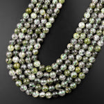 Natural Green Tourmaline Rutile Quartz  6mm 8mm 10mm 12mm Round Beads Gemstone 15.5" Strand