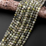 Natural Green Tourmaline Rutile Quartz  6mm 8mm 10mm 12mm Round Beads Gemstone 15.5" Strand