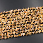 Natural Golden Rutilated Quartz Large Freeform Rondelle Beads 15.5" Strand