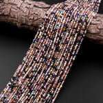 Micro Faceted Multicolor Mixed Gemstone Round Beads 2mm Opal Amazonite Lapis Amethyst Spinel Apatite 15.5" Strand