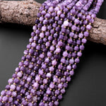 Natural Purple Lepidolite 8mm Beads Faceted Energy Prism Double Point Cut 15.5" Strand