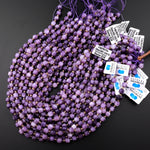 Natural Purple Lepidolite 8mm Beads Faceted Energy Prism Double Point Cut 15.5" Strand