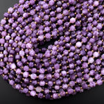 Natural Purple Lepidolite 8mm Beads Faceted Energy Prism Double Point Cut 15.5" Strand